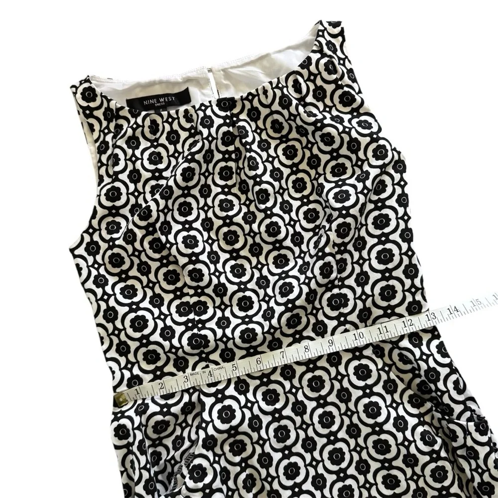 Nine West Black & White Geometric Sheath Dress Sleeveless - Picture 9 of 12